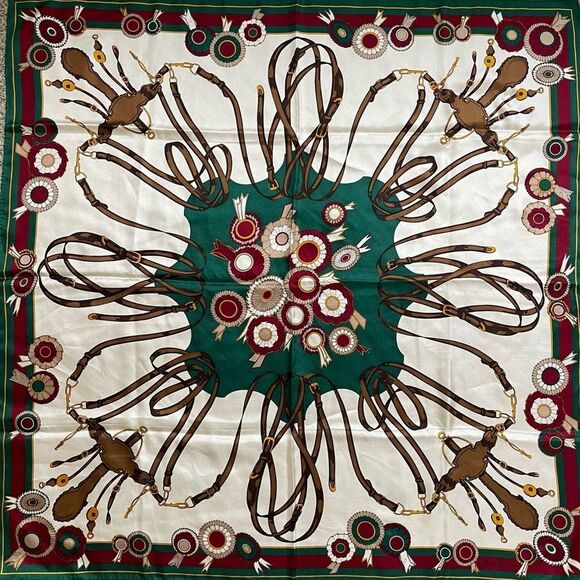 Ginnie Johansen Elegant Green and Brown Scarf - Picture 1 of 4